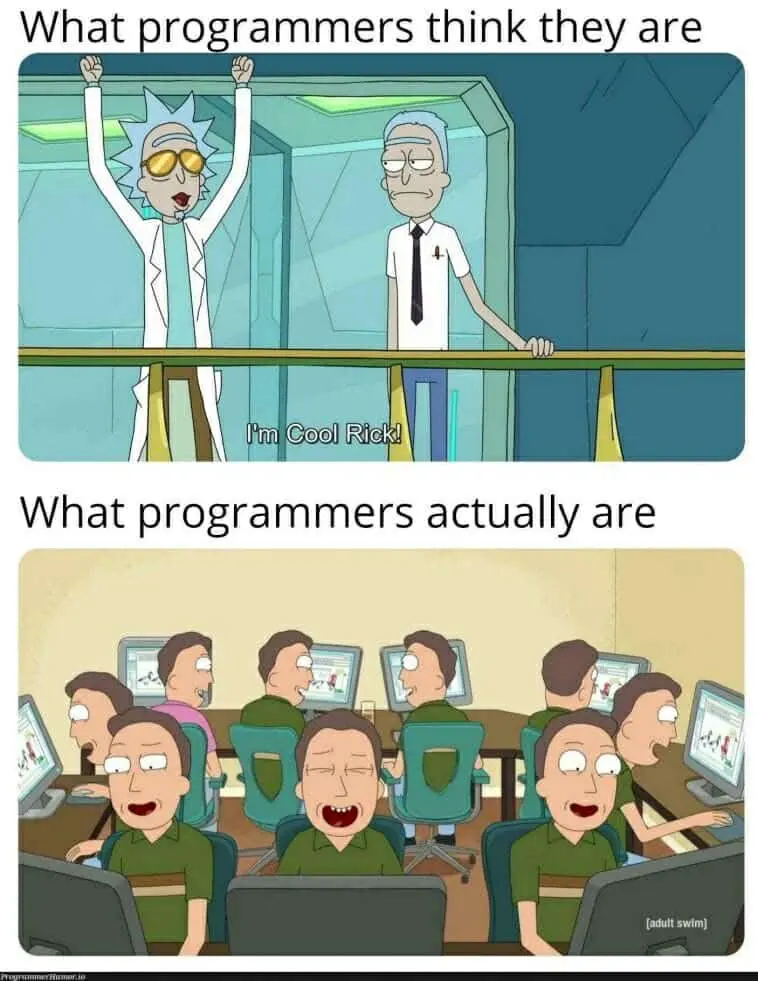 What programmers think they are vs what programmers actually are!