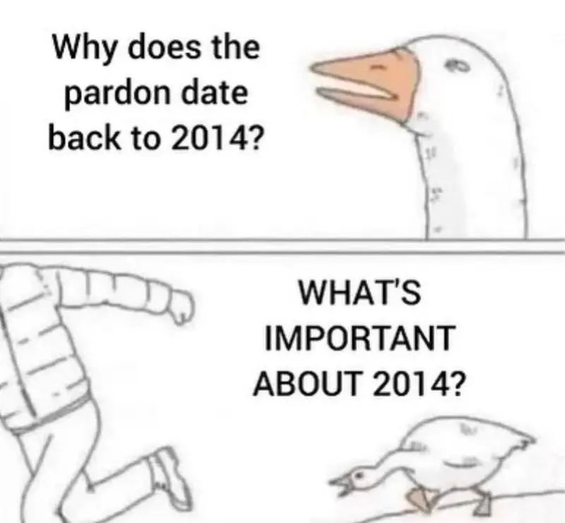 Why does the pardon date back to 2014? What's important about 24014?