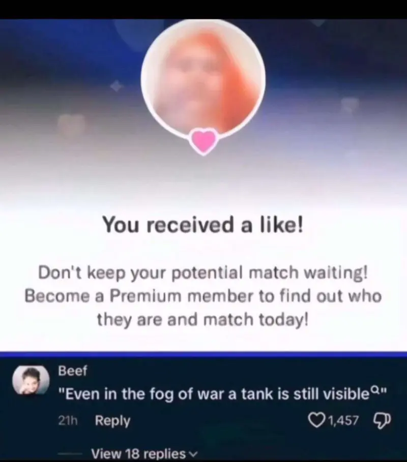 You received a like!
Even in the fog of war, a tank is still visible!