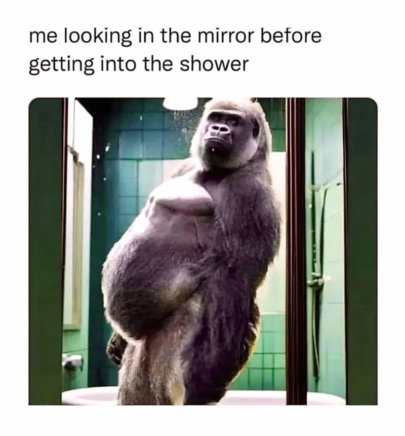 Me looking in the mirror before getting into the shower